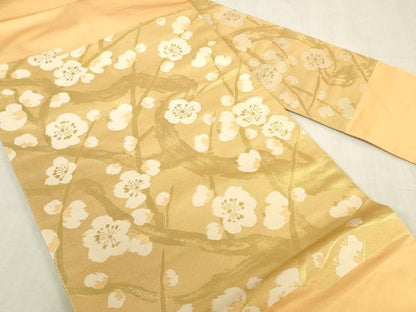 平和屋着物◎九寸名古屋帯　枝梅　金糸　正絹　逸品　DABK8049ar