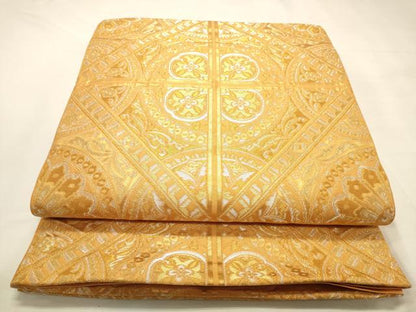 平和屋着物◎六通柄袋帯　天井花文　金銀糸　正絹　逸品　DABK8075ar