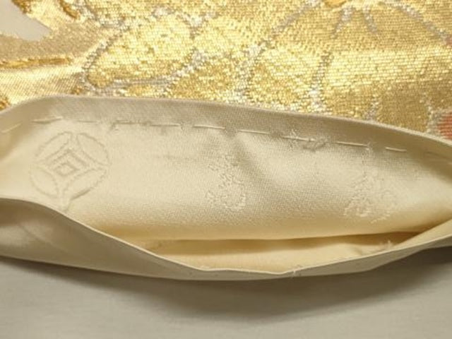 平和屋着物◎六通柄袋帯　草花文　高砂　金糸　正絹　逸品　DABK8087ar