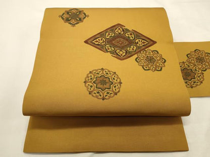 平和屋着物◎九寸名古屋帯　舞花文　正絹　逸品　DABK8091ar