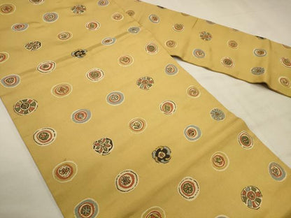 平和屋着物◎九寸名古屋帯　花丸文　金糸　正絹　逸品　DABK8096ar