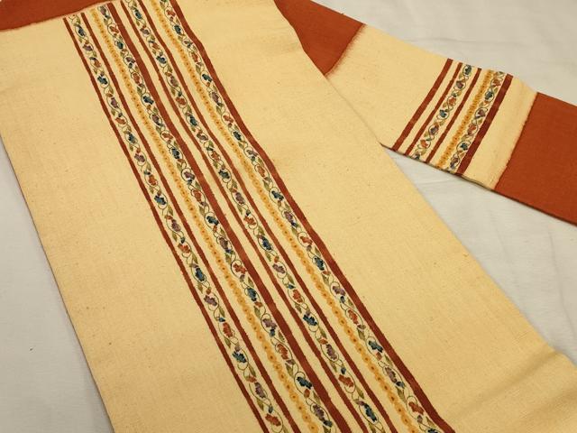 平和屋着物◎九寸名古屋帯　紬地　花間道　正絹　逸品　DABK8097ar