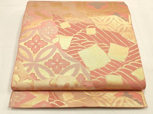 平和屋着物◎全通柄　本袋帯　更紗吉祥花文　金糸　正絹　逸品　DABK8100ar