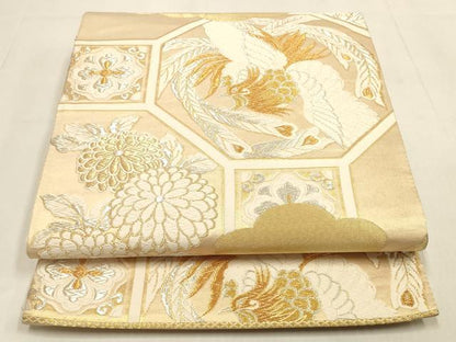 平和屋着物◎六通柄袋帯　唐織　鳳凰花文　金銀糸　正絹　逸品　DABK8102ar