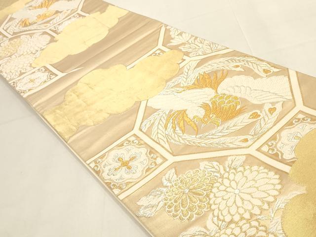 平和屋着物◎六通柄袋帯　唐織　鳳凰花文　金銀糸　正絹　逸品　DABK8102ar
