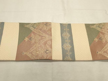 平和屋着物◎つけ帯　横段更紗花文　金糸　正絹　逸品　DABK8115ar