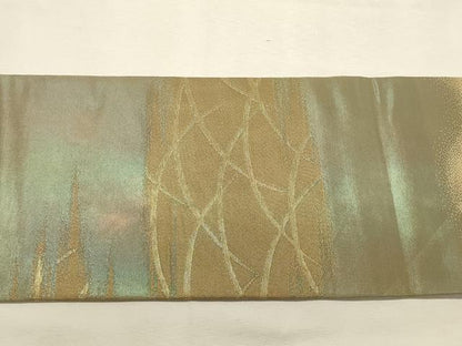平和屋着物◎九寸名古屋帯　芝文　金糸　引箔　正絹　逸品　DABK8120ar