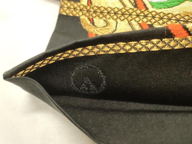平和屋着物◎六通柄袋帯　唐織　立涌舞蝶文　黒地　金銀糸　正絹　逸品　DABK8177ar