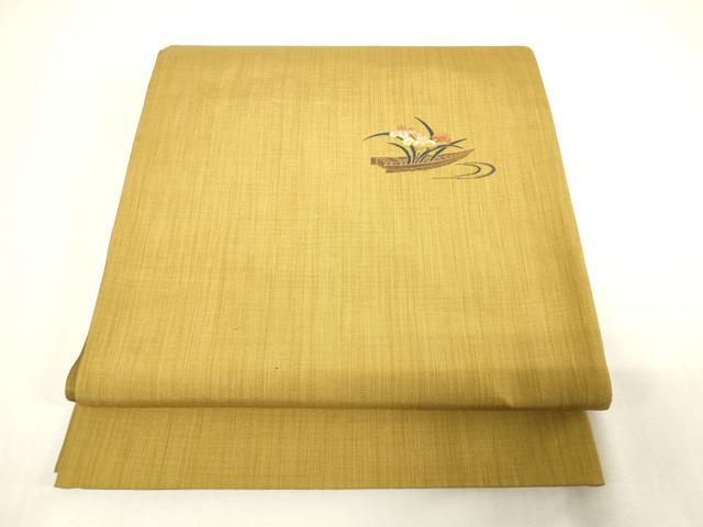 平和屋着物◎太鼓柄袋帯　渡り舟花文　正絹　逸品　DABK8180ar