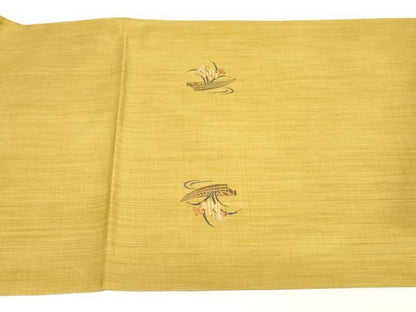 平和屋着物◎太鼓柄袋帯　渡り舟花文　正絹　逸品　DABK8180ar