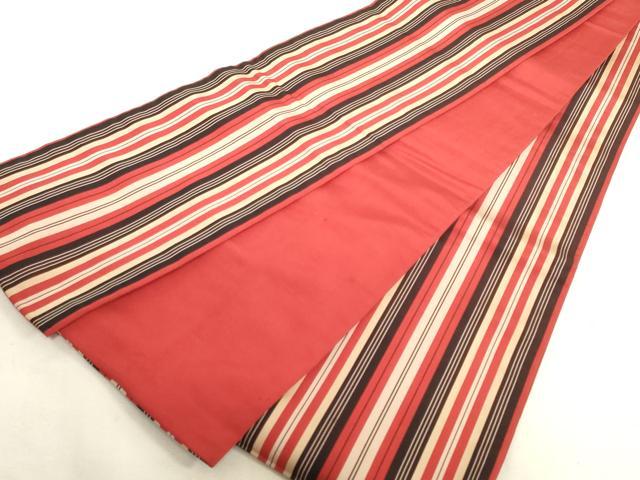 平和屋着物◎本場筑前博多織　半幅帯　間道　正絹　逸品　DABK8188ar
