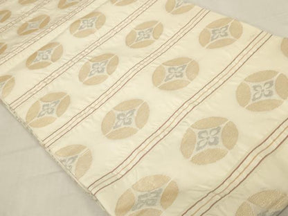 平和屋着物◎九寸開き名古屋帯　七宝花文　金銀糸　正絹　逸品　DABK8209ar