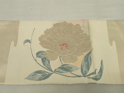 平和屋着物◎九寸名古屋帯　唐織　草花文　正絹　逸品　DABK8216ar
