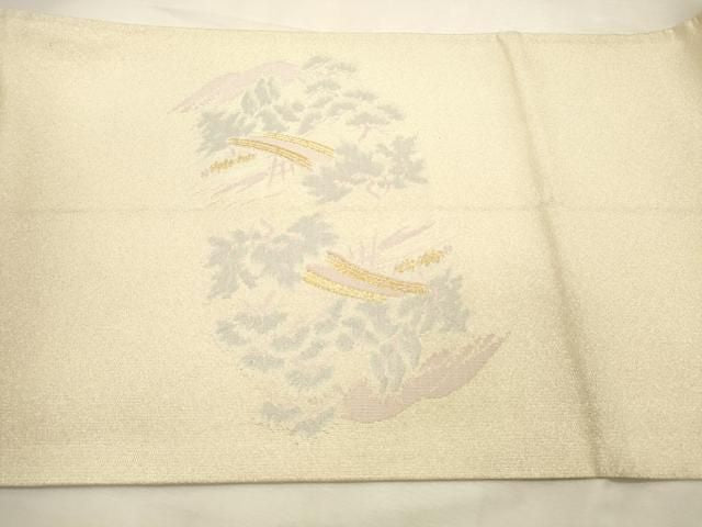 平和屋着物◎太鼓柄袋帯　渡橋風景文　金銀糸　正絹　逸品　DABK8226ar