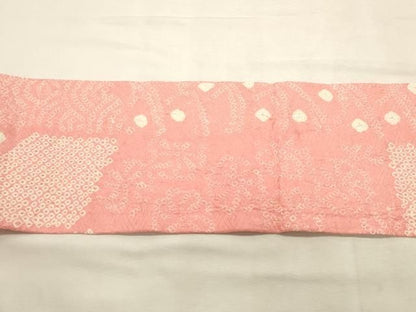 平和屋着物◎九寸名古屋帯　総絞り　吉祥花文　正絹　逸品　DABK8230ar
