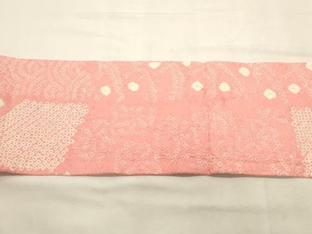平和屋着物◎九寸名古屋帯　総絞り　吉祥花文　正絹　逸品　DABK8230ar