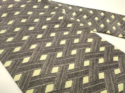 平和屋着物◎全通柄九寸名古屋帯　菱文　黒地　鬼しぼ縮緬　正絹　逸品　DABK8231ar