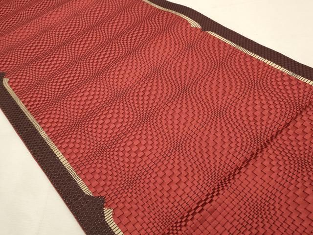 平和屋着物◎本場筑前博多織　八寸名古屋帯　幾何学間道　正絹　逸品　DABK8233ar