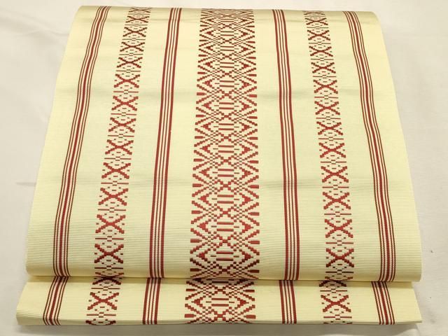 平和屋着物◎本場筑前博多織　八寸名古屋帯　献上　証紙付き　正絹　逸品　DABK8237ar