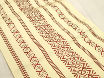 平和屋着物◎本場筑前博多織　八寸名古屋帯　献上　証紙付き　正絹　逸品　DABK8237ar
