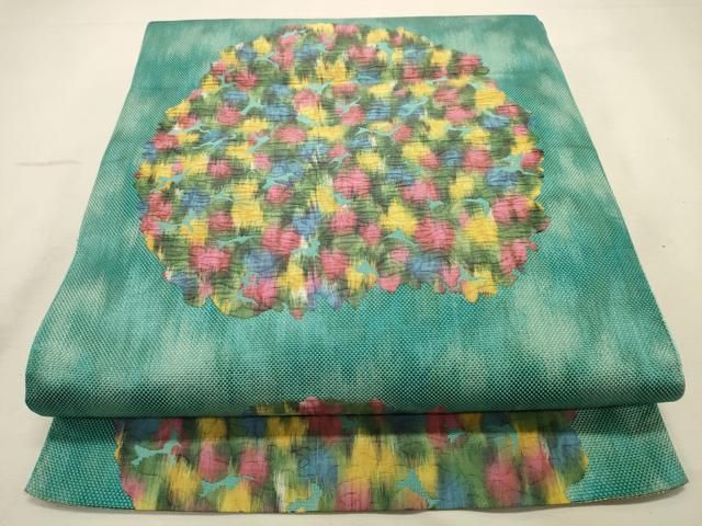 平和屋着物◎本場筑前博多織　八寸名古屋帯　ふくれ織　花丸文　正絹　逸品　DABK8242ar