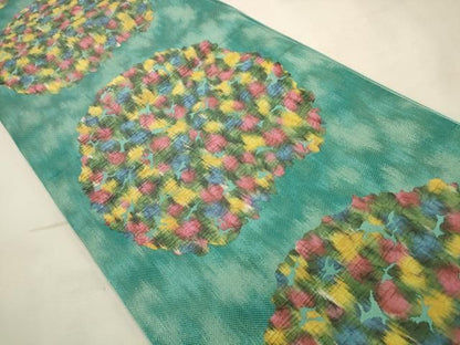 平和屋着物◎本場筑前博多織　八寸名古屋帯　ふくれ織　花丸文　正絹　逸品　DABK8242ar