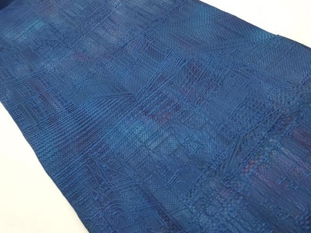 平和屋着物◎本場筑前博多織　八寸名古屋帯　風景文　正絹　逸品　DABK8243ar