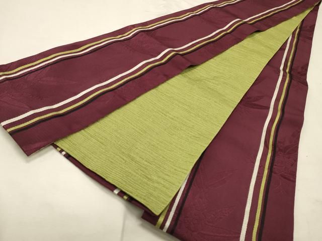 平和屋着物◎森英恵・HANAE MORI　両面　半幅帯　笹間道　DABK8245ar