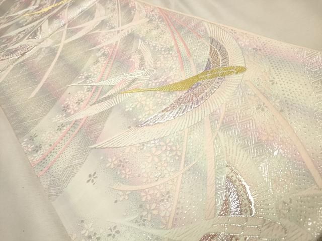 平和屋着物◎六通柄袋帯　飛鳥花文　金銀糸　正絹　逸品　DABK8248ar