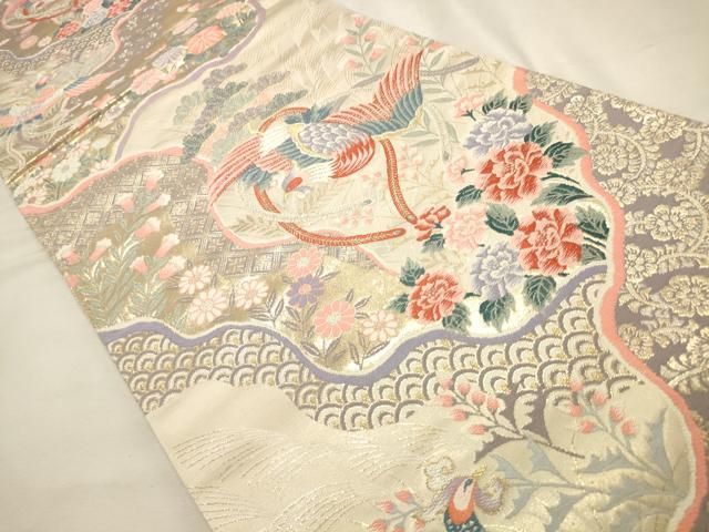 平和屋着物◎六通柄袋帯　唐織　道長鳳凰文　金銀糸　正絹　逸品　DABK8249ar