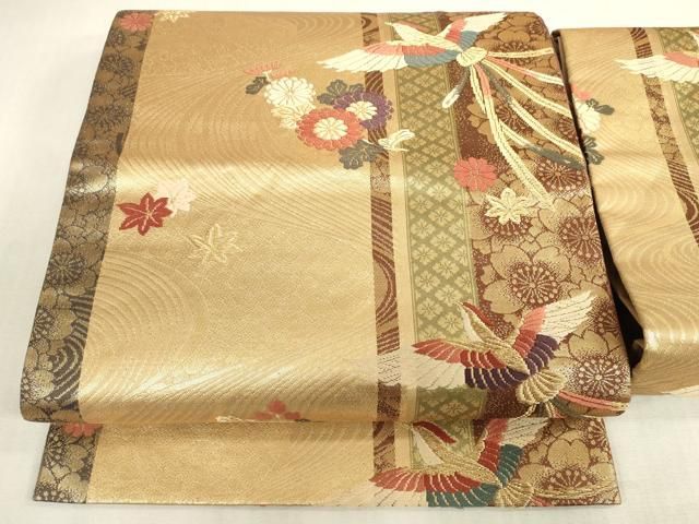 平和屋着物◎つけ帯　唐織　鳳凰花文　金糸　正絹　逸品　DABK8261ar