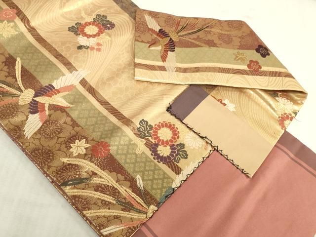 平和屋着物◎つけ帯　唐織　鳳凰花文　金糸　正絹　逸品　DABK8261ar