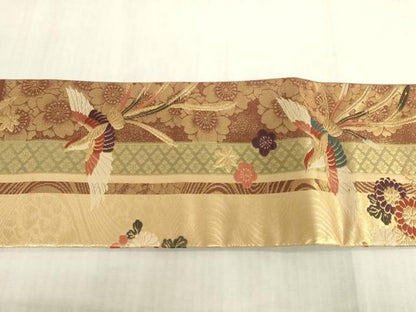 平和屋着物◎つけ帯　唐織　鳳凰花文　金糸　正絹　逸品　DABK8261ar