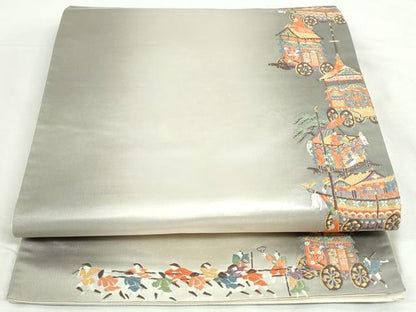 平和屋着物◎六通柄袋帯　唐織　祇園祭礼図　金糸　引箔　正絹　逸品　DABK8528cm