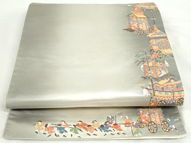 平和屋着物◎六通柄袋帯　唐織　祇園祭礼図　金糸　引箔　正絹　逸品　DABK8528cm