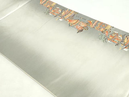 平和屋着物◎六通柄袋帯　唐織　祇園祭礼図　金糸　引箔　正絹　逸品　DABK8528cm