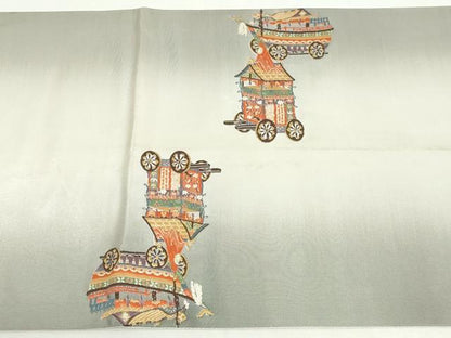 平和屋着物◎六通柄袋帯　唐織　祇園祭礼図　金糸　引箔　正絹　逸品　DABK8528cm