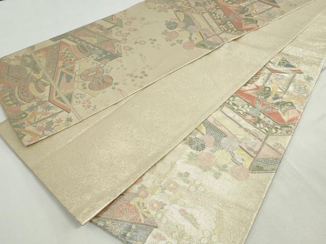 平和屋着物◎佐賀錦　六通柄袋帯　唐織　器物花文　900織特選佐賀錦　金糸　正絹　逸品　DABK8533cm