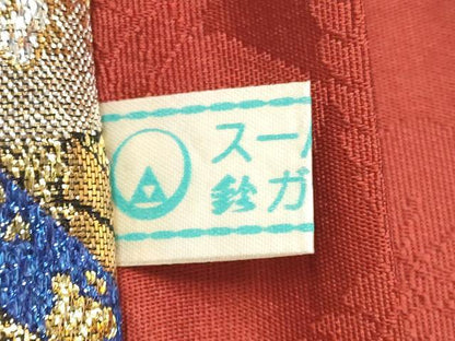 平和屋着物◎両面　全通柄袋帯　舞蝶花文　金銀糸　鈴乃屋扱い　正絹　逸品　DABK8544cm