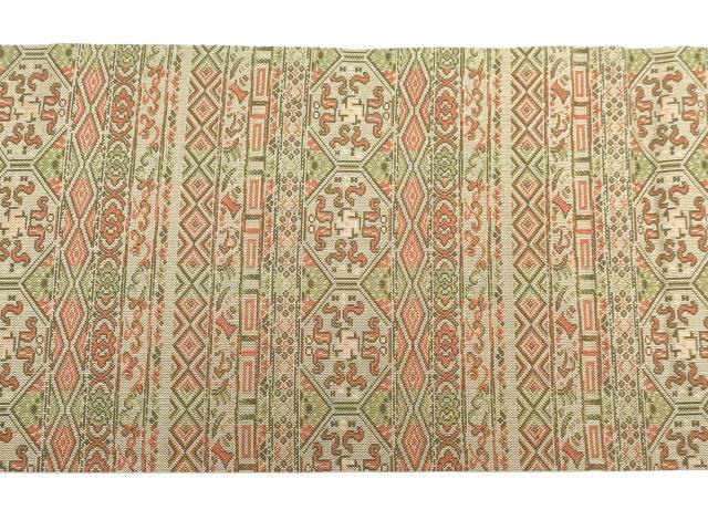 平和屋着物◎全通柄九寸名古屋帯　横段抽象文　正絹　逸品　DABK8572cm