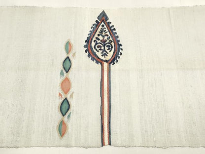 平和屋着物◎八寸名古屋帯　紬地　草葉文　正絹　逸品　DABK8574cm