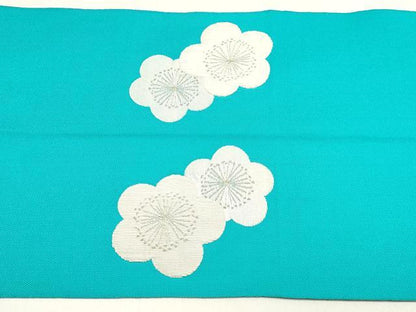平和屋着物◎八寸名古屋帯　枝梅文　金銀糸　正絹　逸品　DABK8575cm