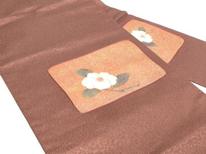 平和屋着物◎九寸名古屋帯　刺繍　草花文　金銀糸　正絹　逸品　DABK8578cm