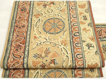 平和屋着物◎八寸名古屋帯　更紗花間道　正絹　逸品　DABK8582cm