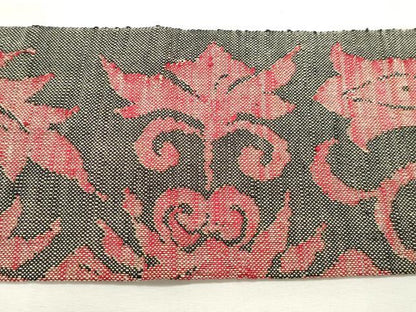 平和屋着物◎八寸名古屋帯　紬地　洋花唐草文　正絹　逸品　DABK8590cm