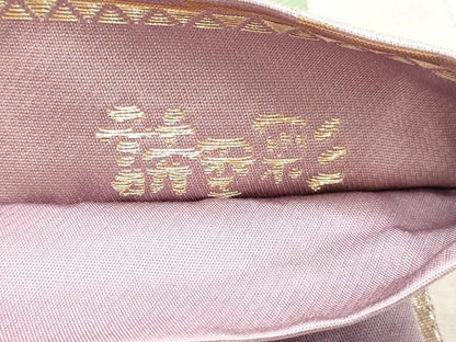平和屋着物◎六通柄袋帯　唐織　譜季彩　草花文　金銀糸　正絹　逸品　DABK8597cm