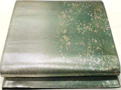 平和屋着物◎六通柄袋帯　霞文　金銀糸　引箔　正絹　逸品　DABK8602cm