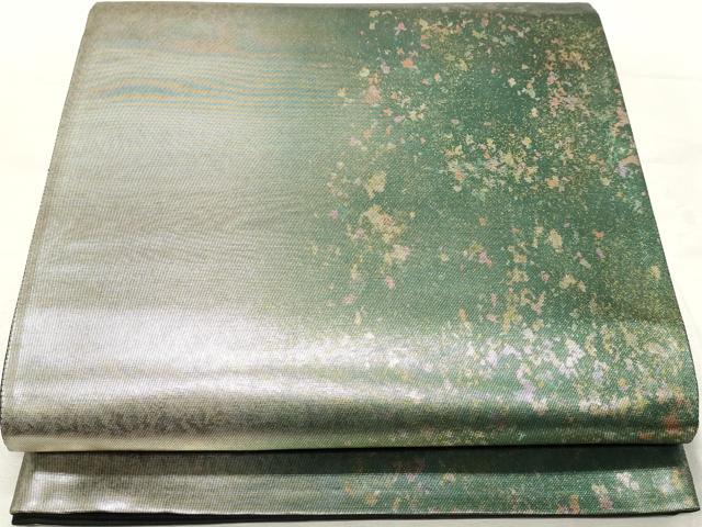 平和屋着物◎六通柄袋帯　霞文　金銀糸　引箔　正絹　逸品　DABK8602cm
