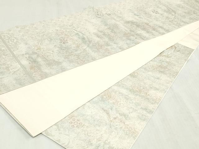 平和屋着物◎六通柄袋帯　花絵皿文　金銀糸　正絹　逸品　DABK8613cm