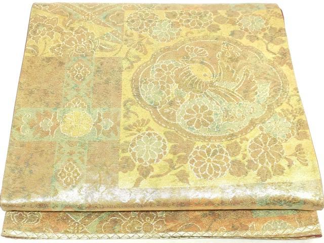 平和屋着物◎六通柄袋帯　花鳥文　金糸　引箔　正絹　逸品　DABK8617cm